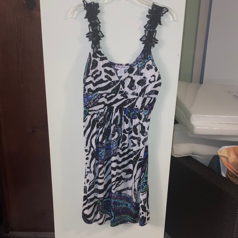 NWOT….Body Central Zebra Print Dress with Blue Highlights